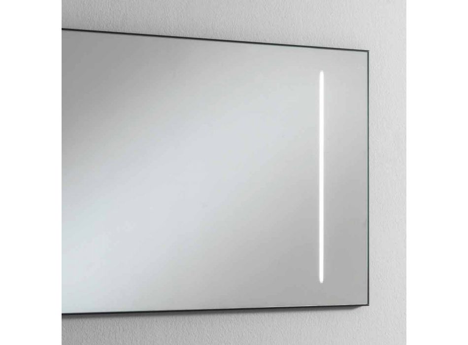 Espejo de pared con 2 bombillas y marco de aluminio negro Made in Italy - Marco Viadurini