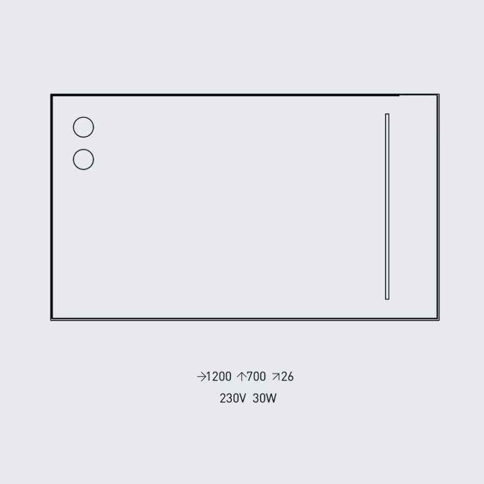 Espejo de pared con 2 bombillas y marco de aluminio negro Made in Italy - Marco Viadurini