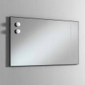 Espejo de pared para baño con 2 bombillas y marco negro Made in Italy - Marco