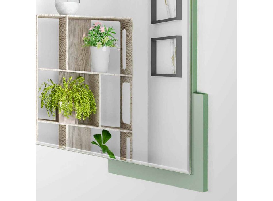 Espejo de pared cuadrado de diseño moderno en madera verde decorada - Laberinto Viadurini