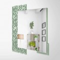 Espejo de pared cuadrado de diseño moderno en madera verde decorada - Laberinto