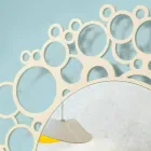 Espejo de pared redondo en madera marrón de diseño moderno con marco - Bombo Viadurini