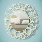 Espejo de pared redondo en madera marrón de diseño moderno con marco - Bombo Viadurini