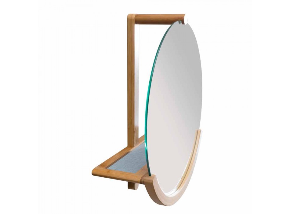 Espejo de baño de pared con marco de bambú Gorizia Viadurini