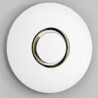 Espejo de pared de diseño redondo con metal dorado con pieza central - Merale Viadurini