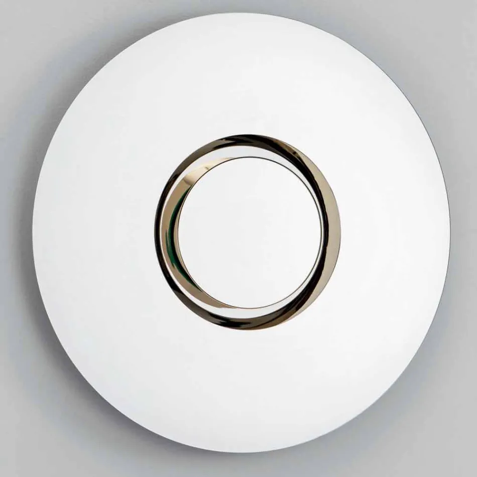 Espejo de pared de diseño redondo con metal dorado con pieza central - Merale Viadurini