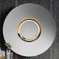Espejo de pared de diseño redondo en metal dorado, lujo Made in Italy - Merale