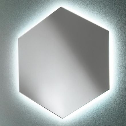Espejo de pared de baño moderno en forma con luz LED de alta calidad - Crocchio Viadurini