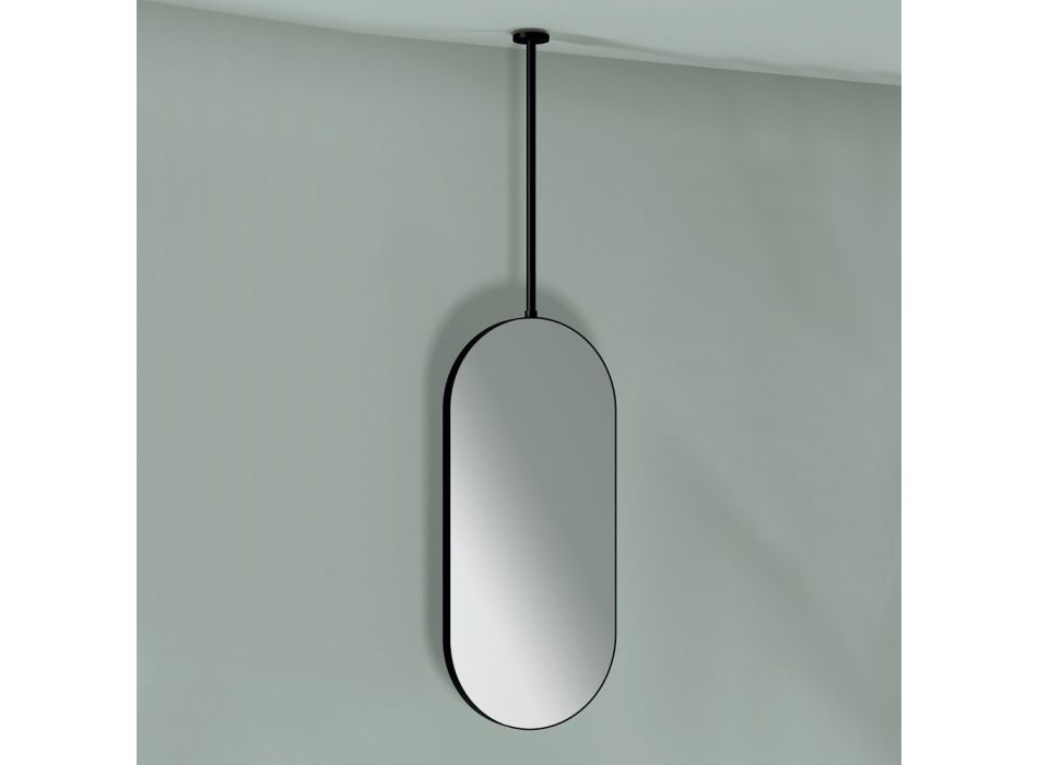 Espejo colgante de metal con luz opcional Made in Italy - Amadeus Viadurini