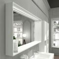 Espejo de pared para baño con luz LED y marco de madera Made in Italy - Geppio