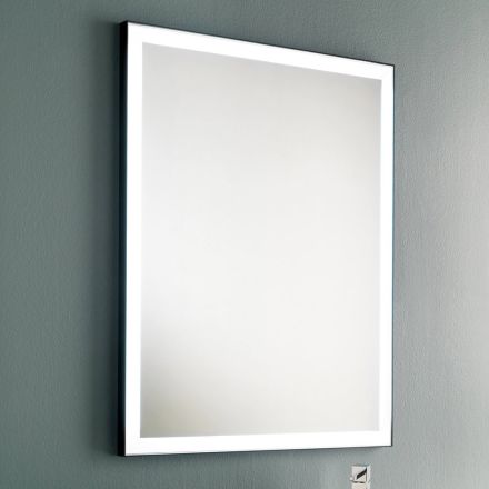 Espejo de pared para baño con marco de metal negro y LED Made in Italy - Chebeo Viadurini