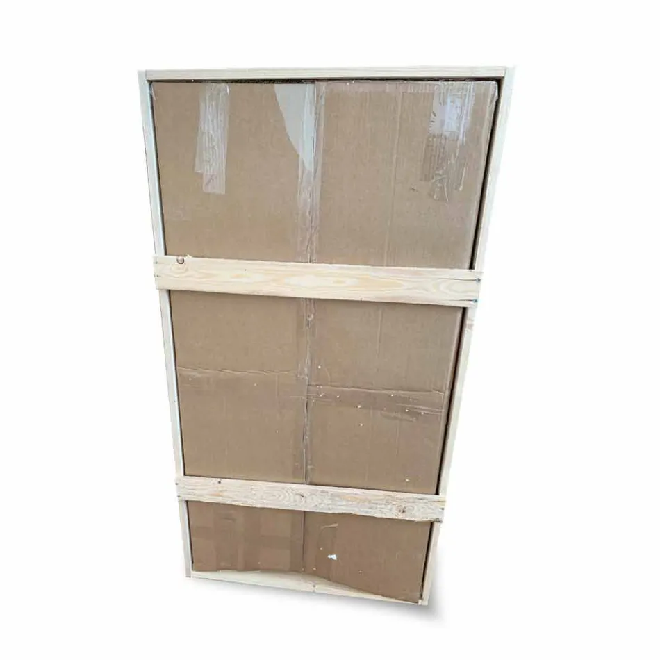 Espejo de pared para baño con 2 bombillas y marco negro Made in Italy - Marco Viadurini