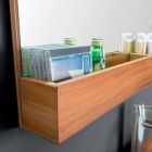Espejo de pared para baño en teca natural con compartimento de almacenamiento - Palima Viadurini
