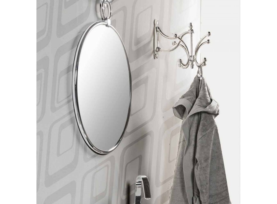 Espejo de baño de pared redondo en cromo otome con respaldo envejecido - junio Viadurini