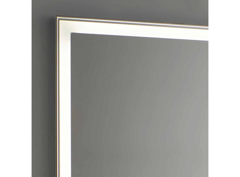 Espejo de baño en imitación de aluminio con retroiluminación Made in Italy - Palau Viadurini