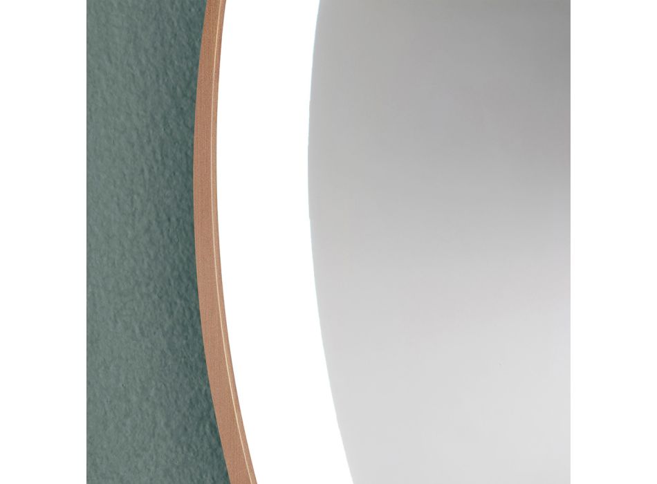Espejo de pared redondo para baño con marco de metal cobre y luz LED - Minolo Viadurini