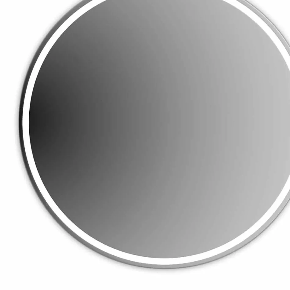 Espejo de baño redondo retroiluminado con chorro de arena Made in Italy - Ranio Viadurini