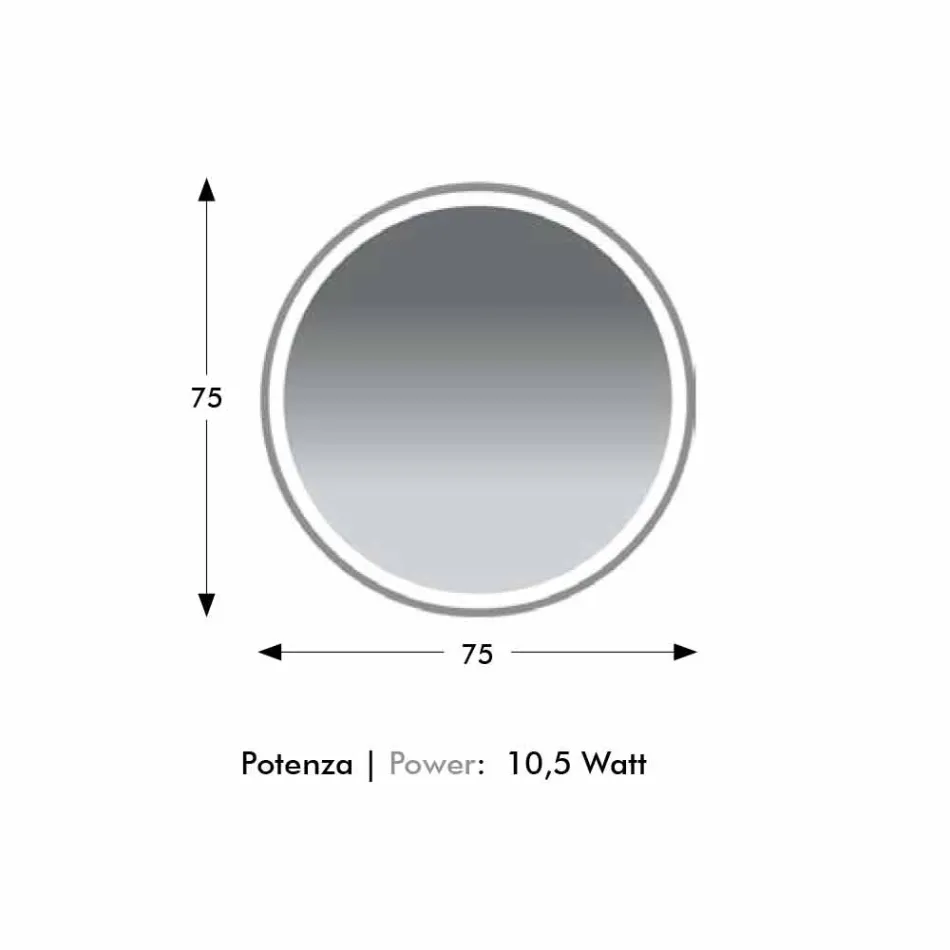Espejo de baño redondo retroiluminado con chorro de arena Made in Italy - Ranio Viadurini