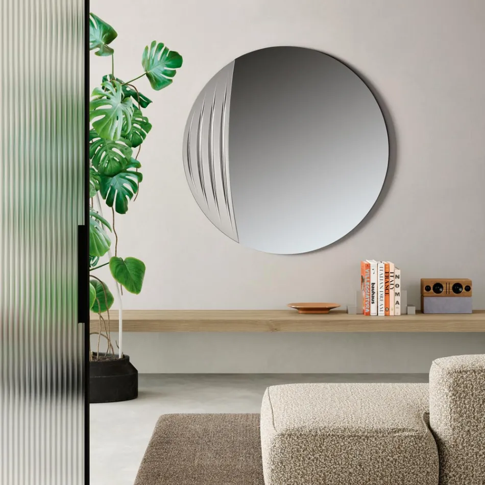Espejo circular en dos tamaños y dos colores, fabricado en Italia - Auren Viadurini
