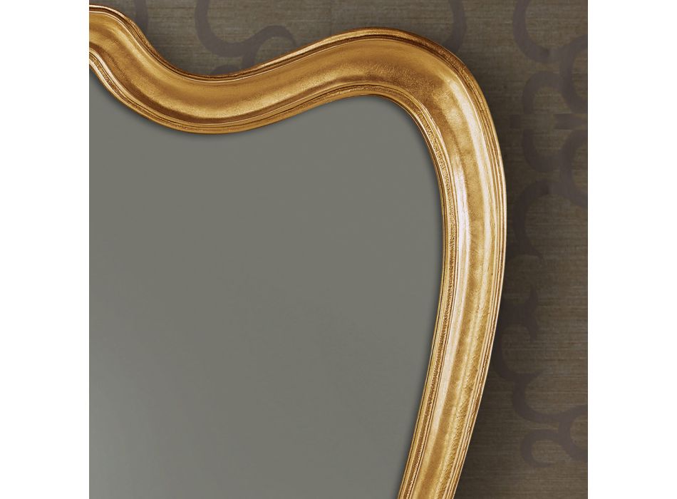 Espejo clásico con marco de madera en forma de pan de oro Made in Italy - Jenny Viadurini