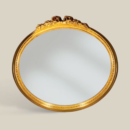 Espejo Clásico Ovalado con Marco en Pan de Oro Made in Italy - Precious Viadurini