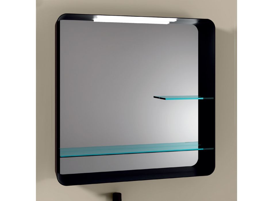 Espejo con estructura de metal y 2 estantes de vidrio Made in Italy - William Viadurini