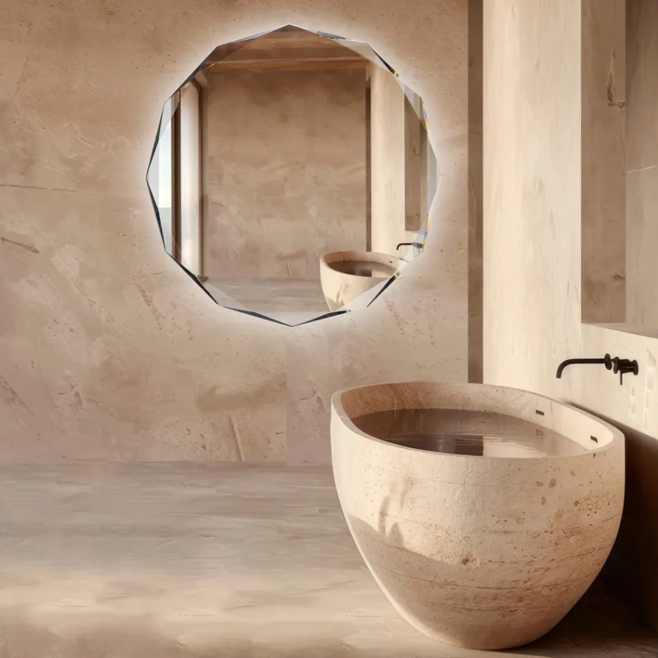 Espejo con grabado de diamante y borde biselado - Excelsior Viadurini