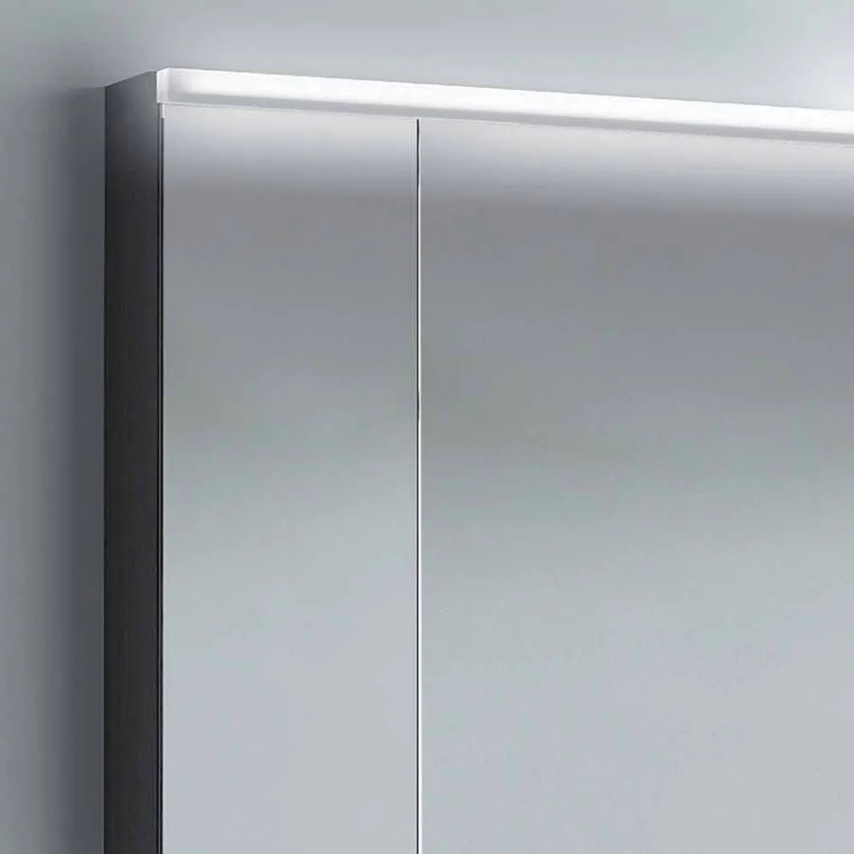 armario con espejo 2 puertas de diseño moderno, iluminación LED, Carol Viadurini