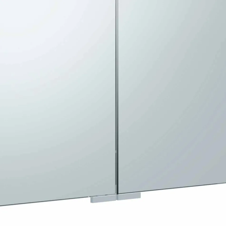 Espejo contenedor de 3 puertas con 9 estantes internos e iluminación LED - Trinquete Viadurini