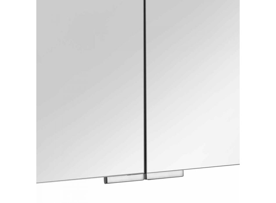 Contenedor de Espejo con 4 Puertas de Cristal con 12 Estantes y 4 Luces LED - Maxi Viadurini