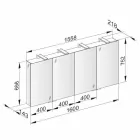 Contenedor de Espejo con 4 Puertas de Cristal con 12 Estantes y 4 Luces LED - Maxi Viadurini