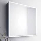 espejo de pared 2 puertas de los contenedores modernos, iluminación LED, Adele Viadurini