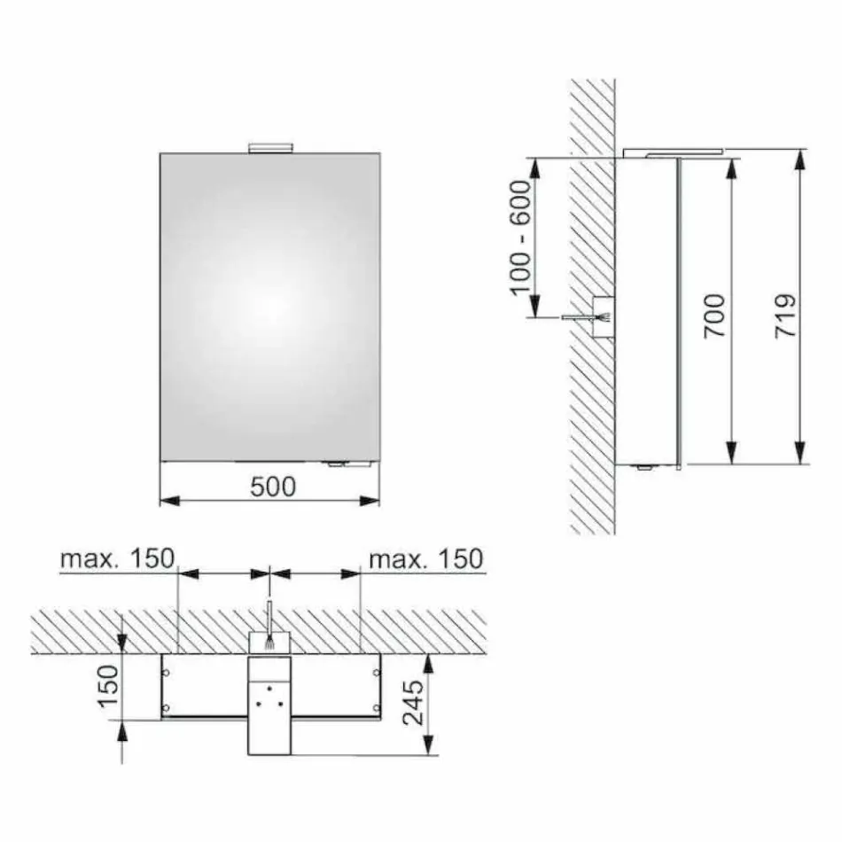 Espejo con almacenamiento de pared con puerta batiente e iluminación LED - Trinquete Viadurini