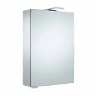 Espejo con almacenamiento de pared con puerta batiente e iluminación LED - Trinquete Viadurini