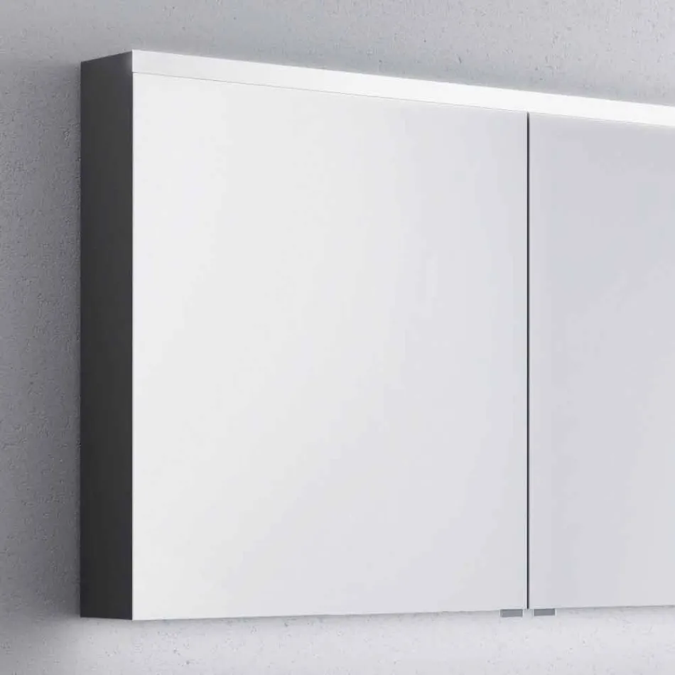 armario con espejo de baño con bañera LED con 2 puertas, diseño moderno, Carol Viadurini