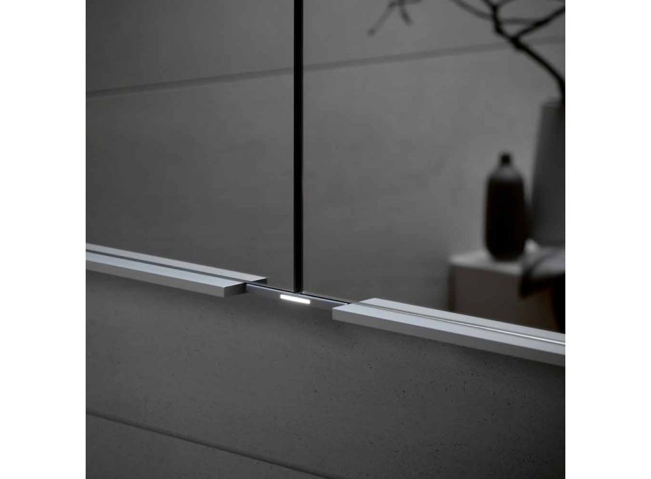Mueble moderno con espejo empotrado en aluminio pintado plateado - Demon Viadurini