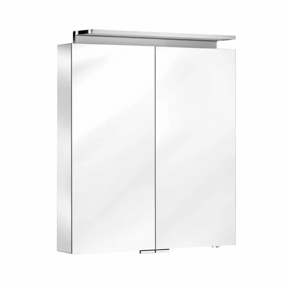 Espejo de pared de 2 puertas con luz LED y tomas de corriente - Bramo Viadurini