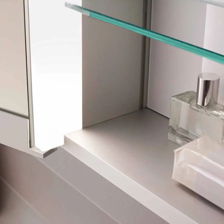 Espejo de pared de aluminio con iluminación LED - Demon Viadurini