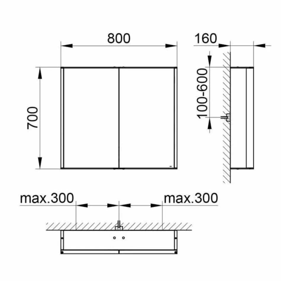 Espejo de pared de aluminio con iluminación LED - Demon Viadurini