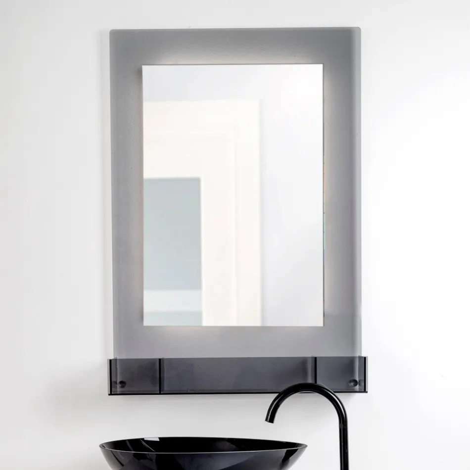 Armario con espejo de pared de plexiglás tricolor, fabricado en Italia - Kiran Viadurini