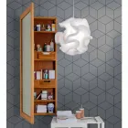 Espejo de pared de teca con estantes y cajones internos - Ralio Viadurini