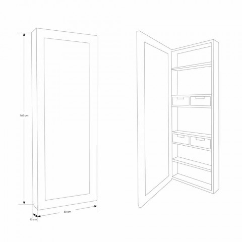 Espejo de pared para baño en madera de teca natural