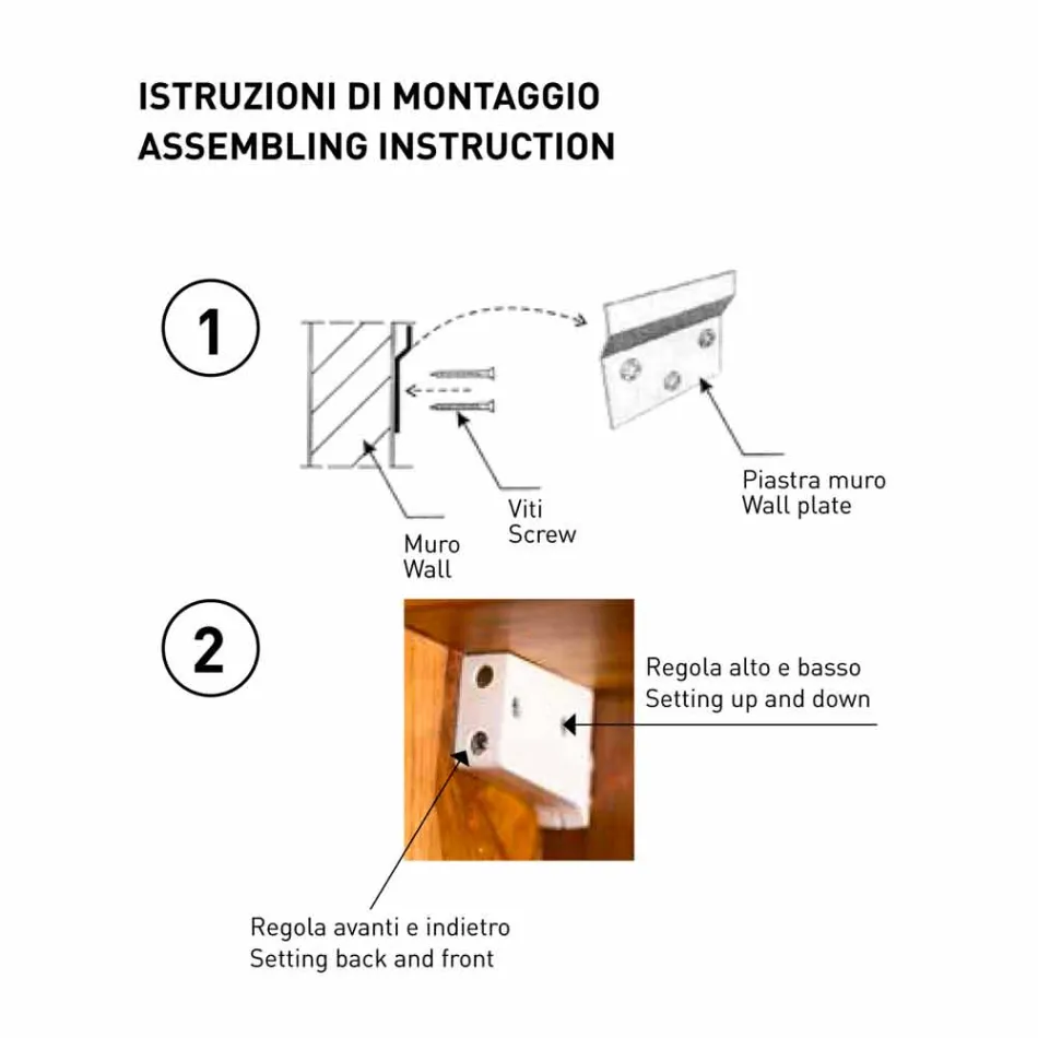 Espejo de pared de teca con estantes y cajones internos - Ralio Viadurini