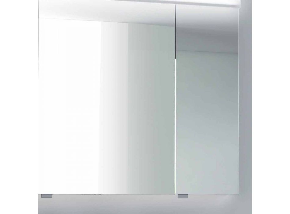 armario con espejo de iluminación LED con 3 puertas, diseño moderno, Carol Viadurini