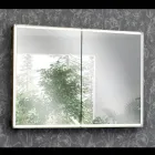 Contenedor de espejo de madera con espejo doble y luces Made in Italy - Darwin Viadurini