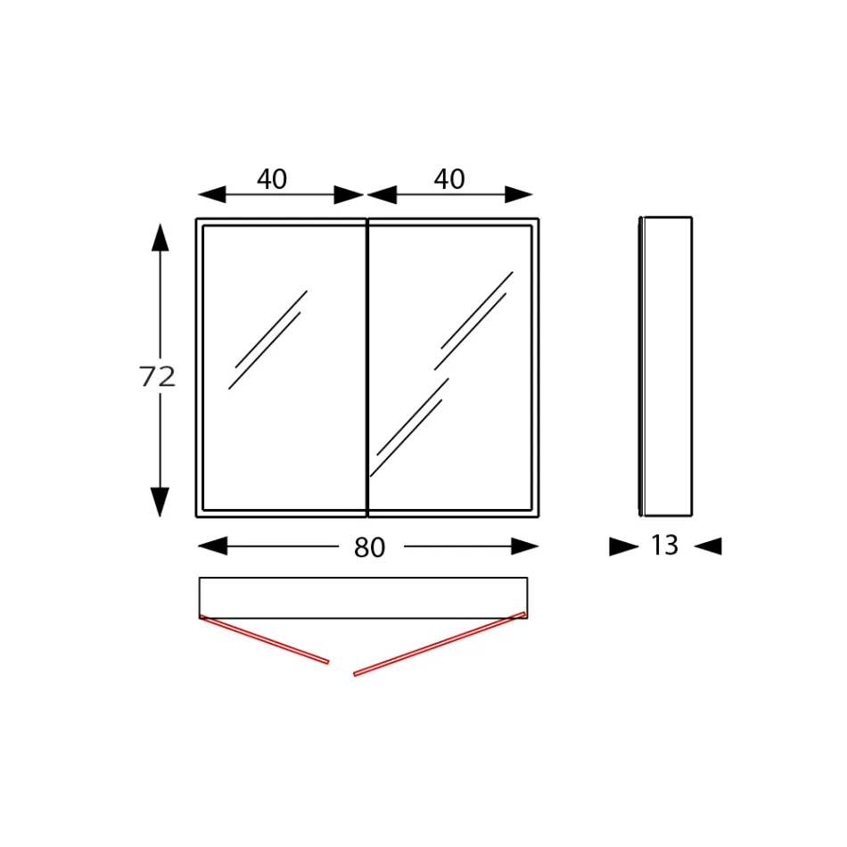 Contenedor de espejo de madera con espejo doble y luces Made in Italy - Darwin Viadurini