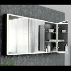 Contenedor de espejo de madera con espejo doble y luces Made in Italy - Darwin Viadurini