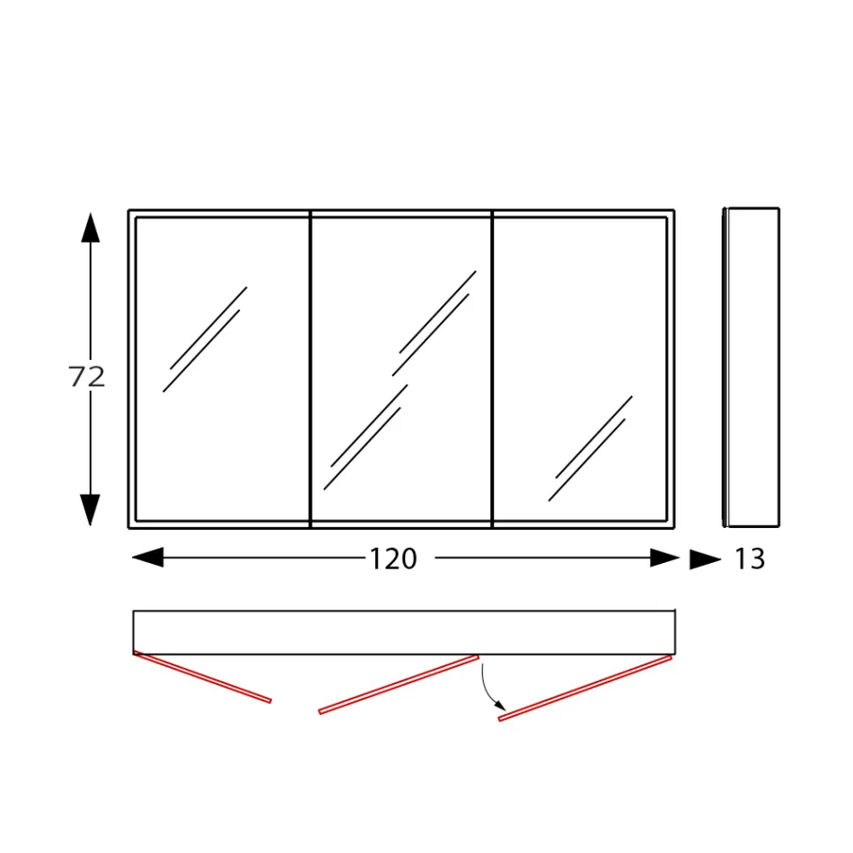 Contenedor de espejo de madera con espejo doble y luces Made in Italy - Darwin Viadurini