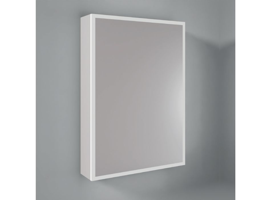 Contenedor de espejo de madera con espejo doble y luces Made in Italy - Darwin Viadurini