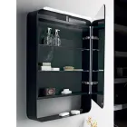 Contenedor de espejo de metal con puerta de doble espejo y luces Made in Italy - Jane Viadurini